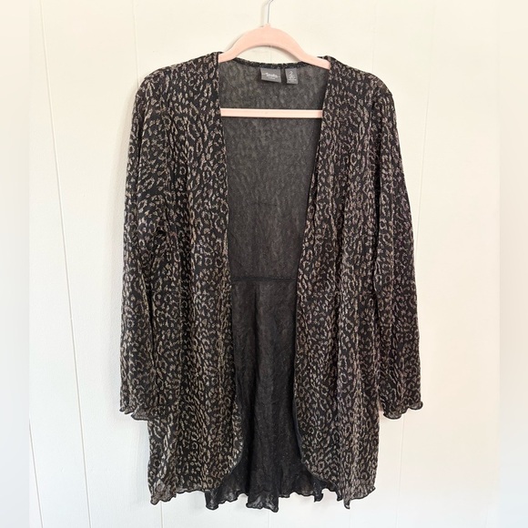 Chicos Travelers black gold shimmer open cardigan sweater size 2 (medium) - Picture 1 of 5